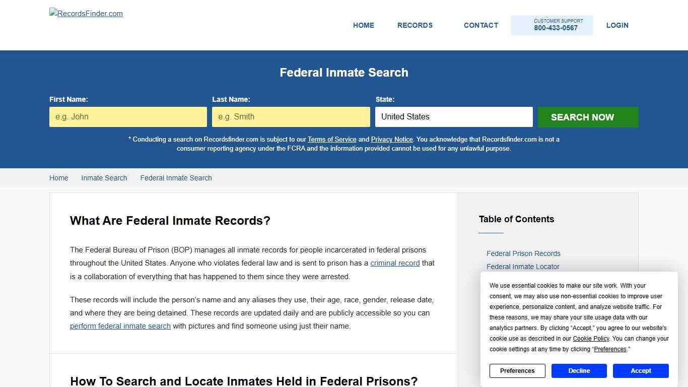 Federal Inmate Search & Locator - Federal Prison Records - RecordsFinder